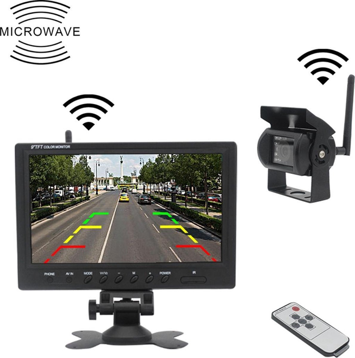 PZ-610-W 9 inch draadloze enkele camera's Achteruitrijcamera Infrarood nachtzicht Achteraanzicht Parking Achteruitrij-systeem