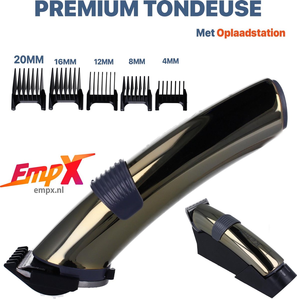 EmpX.nl Tondeuse - 5 opzetkammen - Oplaadstation - Tondeuse mannen - Baardtrimmer - Trimmer Oplaadbaar - draadloos - Scheerapparaat - Haartrimmer - Haartrimmer - Baard Trimmer - Tondeuse - nieuwe design - Oplaadstation - KM-C609