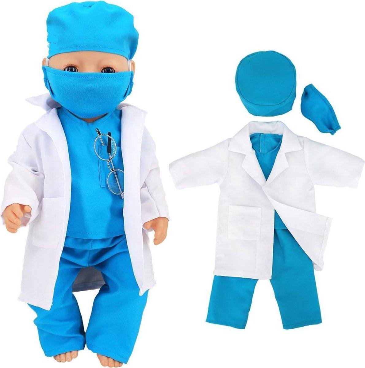 DOLLDREAMS Poppenkleertjes - Dokterskleding met mondkapje - Past op Baby Born en poppen tot 43CM