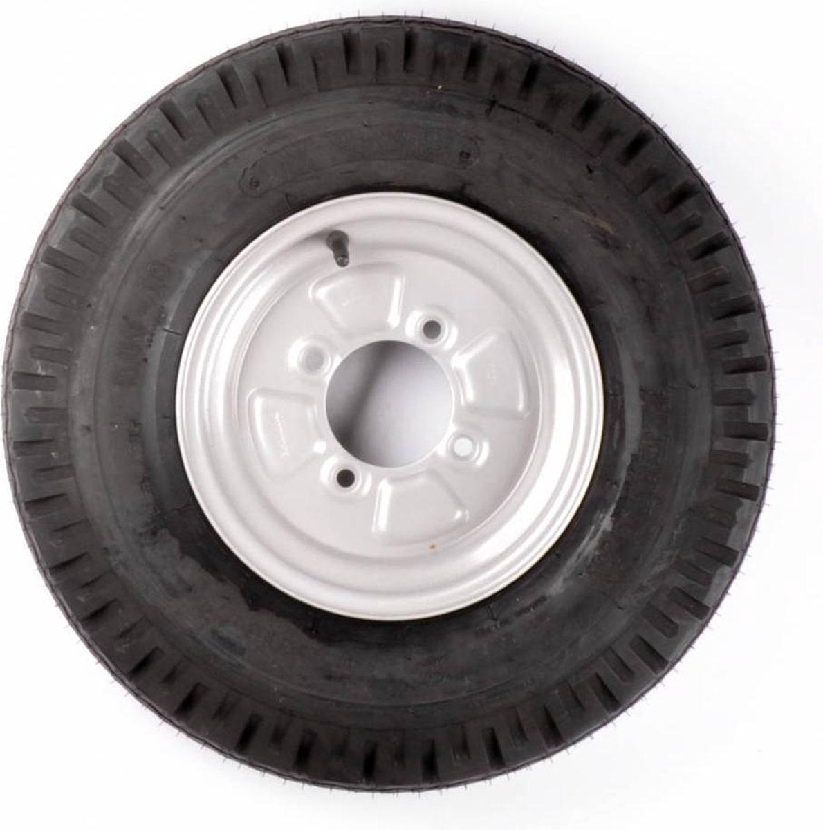 Compleet 10 inch wiel - 5.00-10 band + velg - franse steek: 4x115 - 355 kg - 4PR - 85 mm naafdiameter