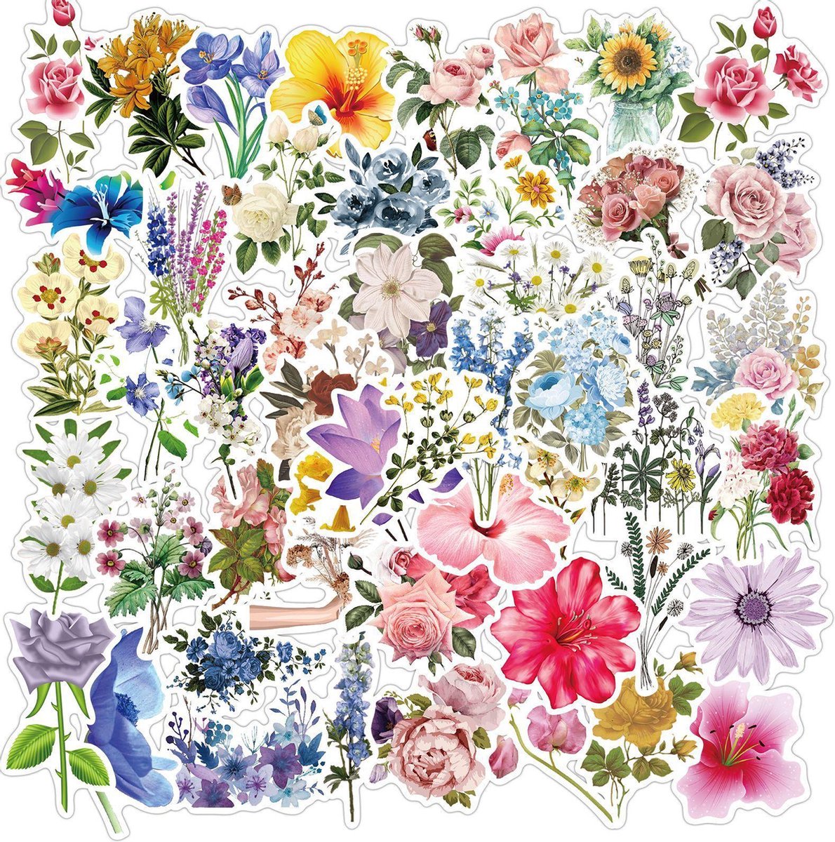 Bloemen Stickermix - 50 stickers voor laptop