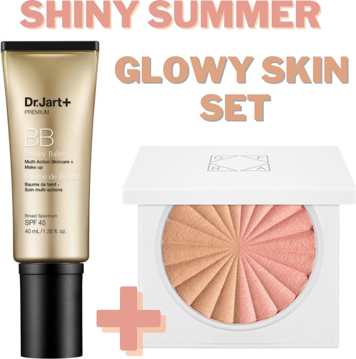 Summer Skin Set: Premium BB Cream Medium Dr.Jart SPF 45 PA+++ & Ofra Cosmetics Ride or Die Blushzer Unit - Zonnebrand met Bruine Egale Teint - Anti Wrinkle - Dermatologisch Getest - Safety Formula - Highlighter Bronzer Blusher - Zomerse Gloed
