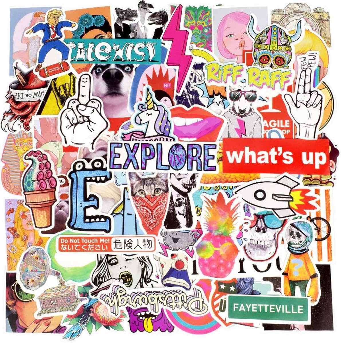 Winkrs | Willekeurige stickers - Mix met 100 stuks voor helm