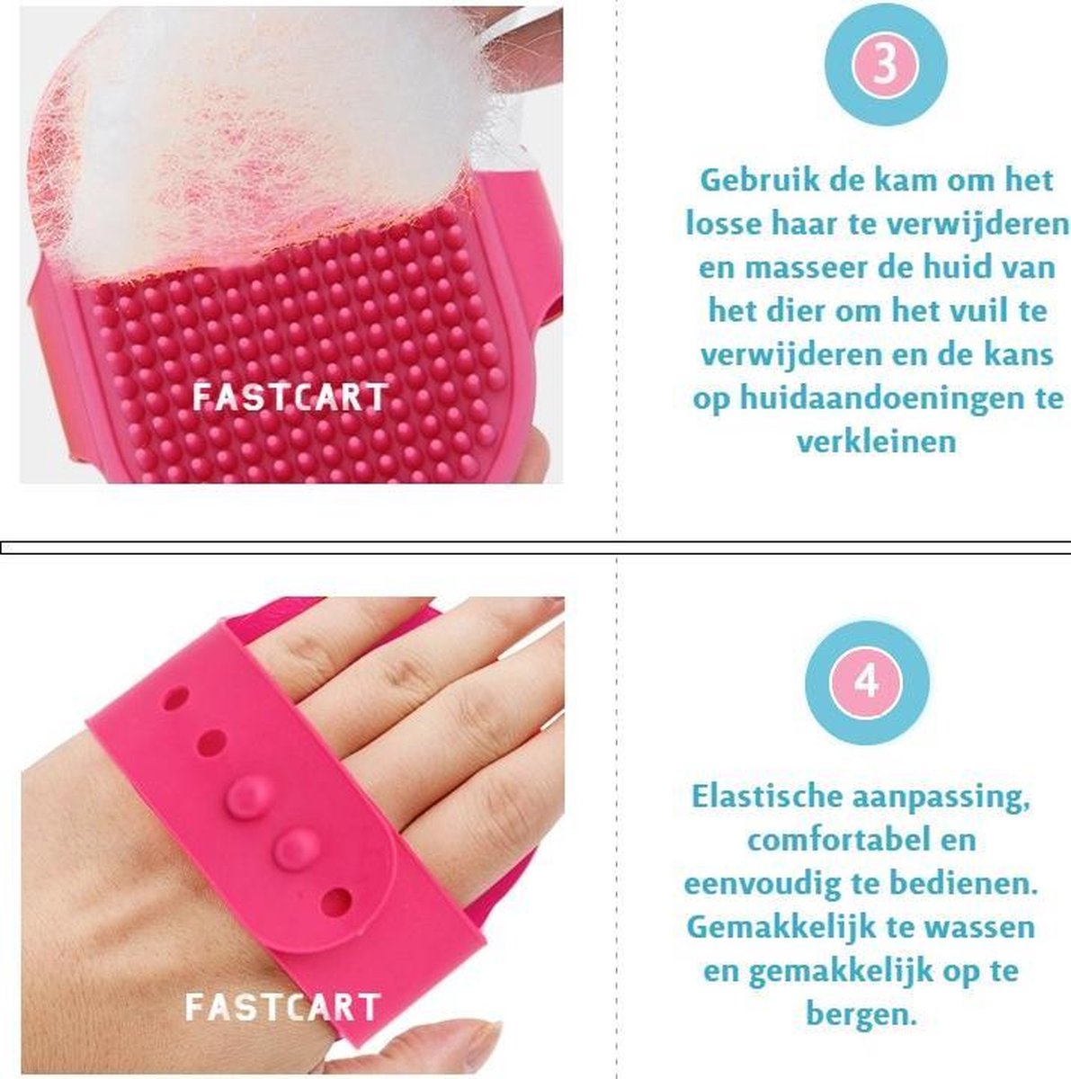 Vacht Verzorgingsborstel voor Hond en Kat - Zwart - Kattenborstel - Hondenborstel – Huisdier Haarborstel - Makkelijk schoon te maken