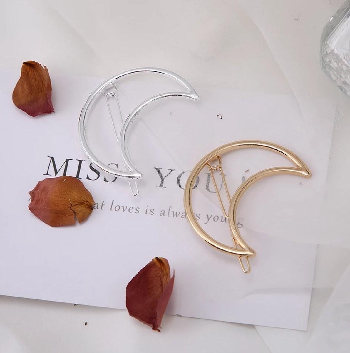 Haarspeldjes set van 2 | maan | zilver/goud | DM-products
