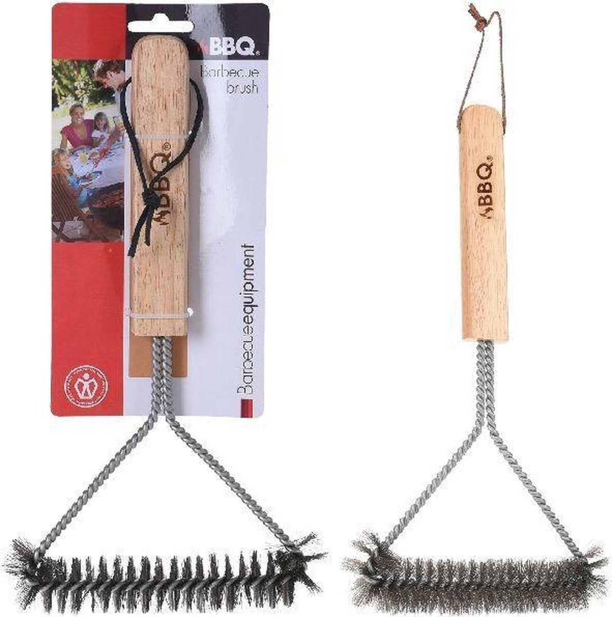 BBQ Borstel RVS/Hout 30x14cm