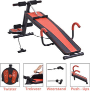 Fitnessbank - Fitnessbank verstelbaar - Halterbank - Buikspierbank - Fitness - Twister plateau - 166 x 53 x 60 cm