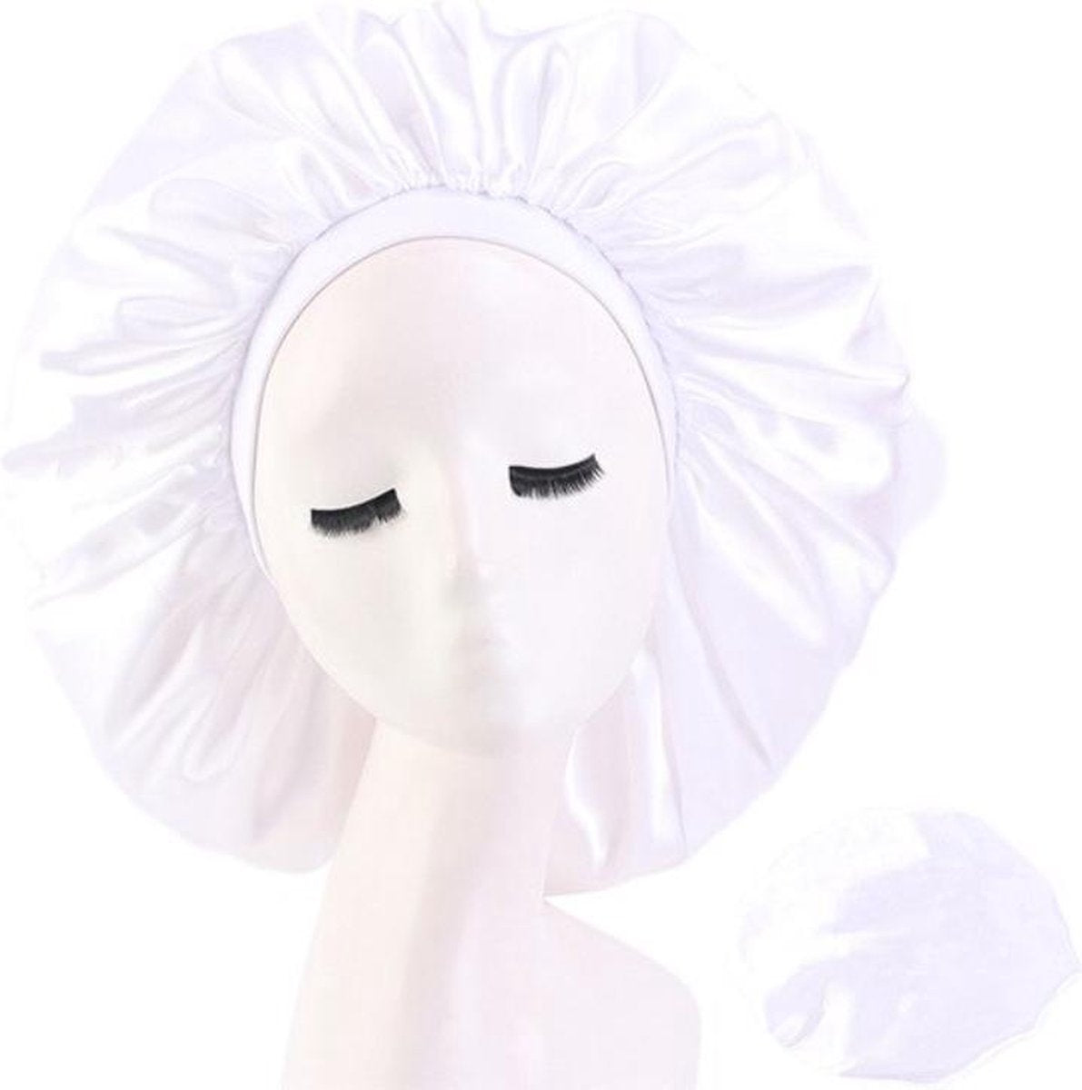 Bonnet Satijn - Polyester XXL|Slaapmuts Satijn|Hoofddeksel|Unisex|Cabantis|Wit