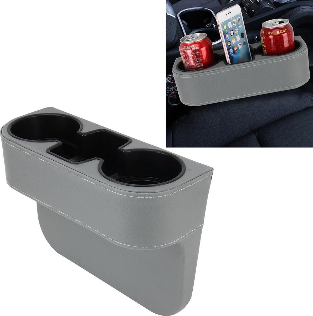 Autostoel Spleet Opbergdoos Beker Bekerhouder Auto Pocket Opbergen Opruimen voor Telefoon Pad Kaart Munt Case Auto-accessoires (grijs)