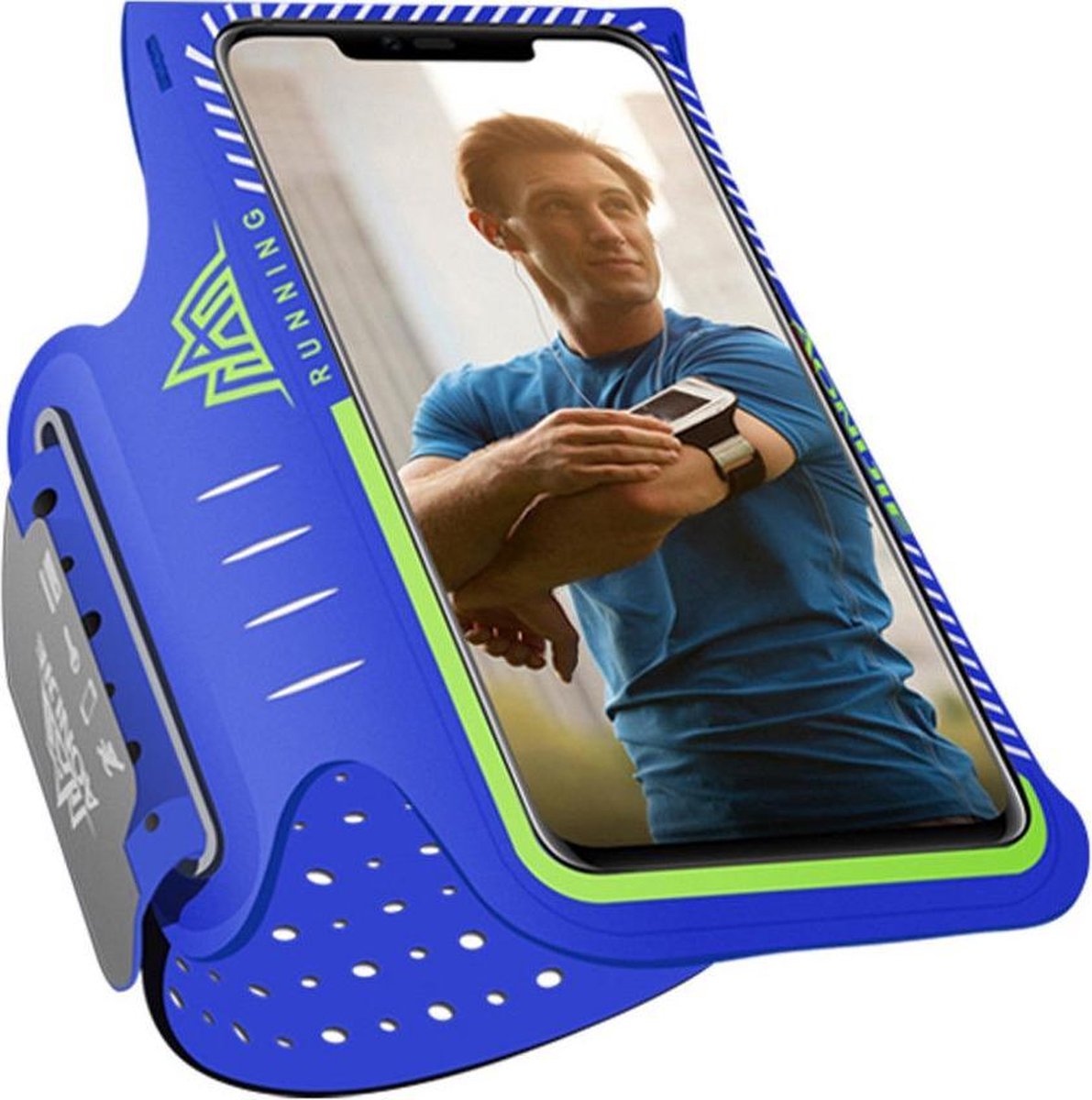 Aonijie Hardloop Armband en Sporthoesje voor Telefoons Klein Blauw