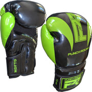 Punch Round Bokshandschoenen SLAM Zwart Groen 10 OZ Bokshandschoenen
