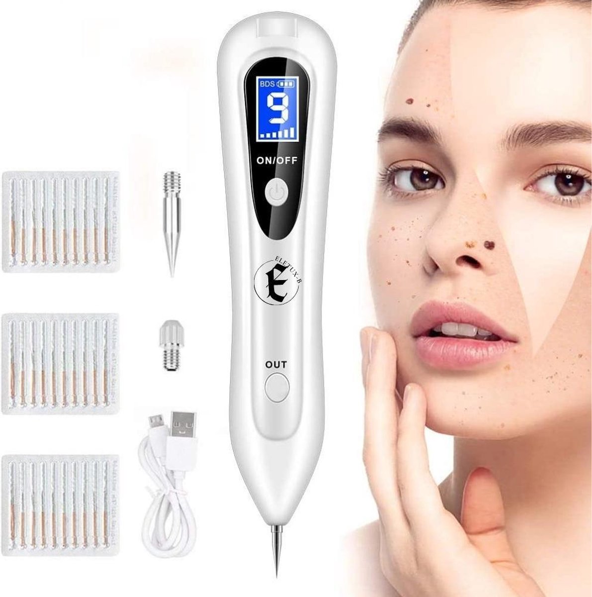 Mole Laser plasma pen - Zwart Draagbare Skin Tags Remover Met 9 Lcd-Display Donkere vlekken verwijderaar- Tattoo Verwijderaar- Moedervlekken Verwijderaar- Pigmentvlekken Verwijderaar- Wratten Verwijderaar- Schoonheid- Huid- Gezicht- Huidverjonging