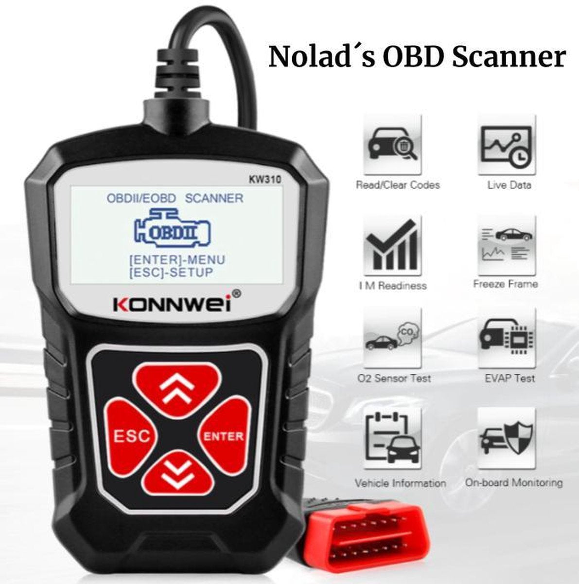 Konnweis Premium OBD Scanner - OBD2 - Auto uitlezen - Auto scanner / Codelezer - Diagnose apparatuur voor auto's - Motorstoring - Nederlandstalig