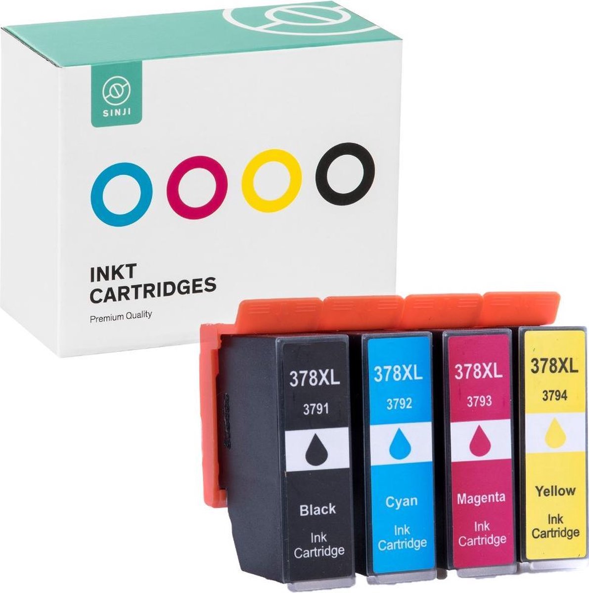Sinji Inktcartridge voor Epson 378 (T378) - Zwart & Kleur - Multipack -  Hoge capaciteit