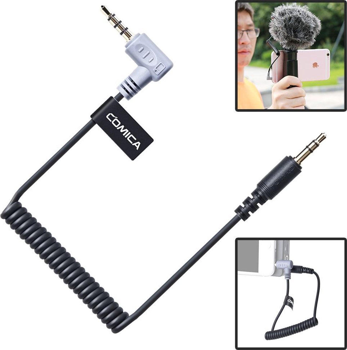 Comica 3.5mm jack TRRS-TRS verloopkabel voor microfoons