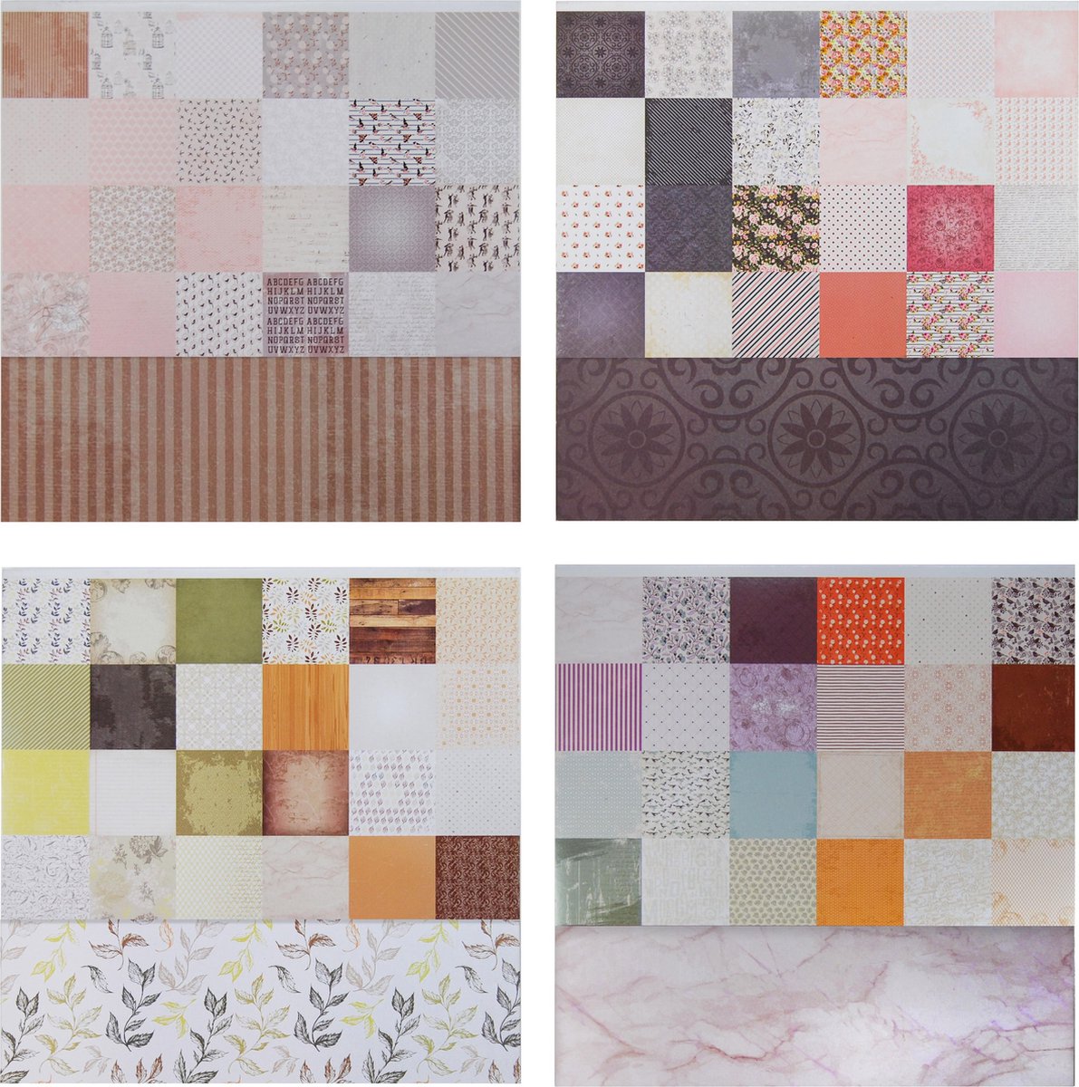 Papierblokken set / 4 Blokken x 24 vellen met 2x24 Botanische Designs / 30