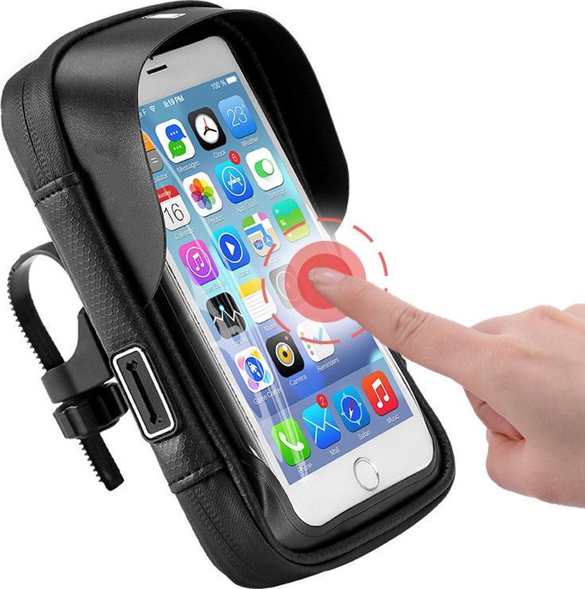 Lukana® Telefoonhouder Fiets Waterdicht - Met Opbergvak - Universeel - Scooter - Motor - Opbergruimte - Waterproof - Fietstasje - klik systeem - Aansluiting oordopjes - Opslag powerbank