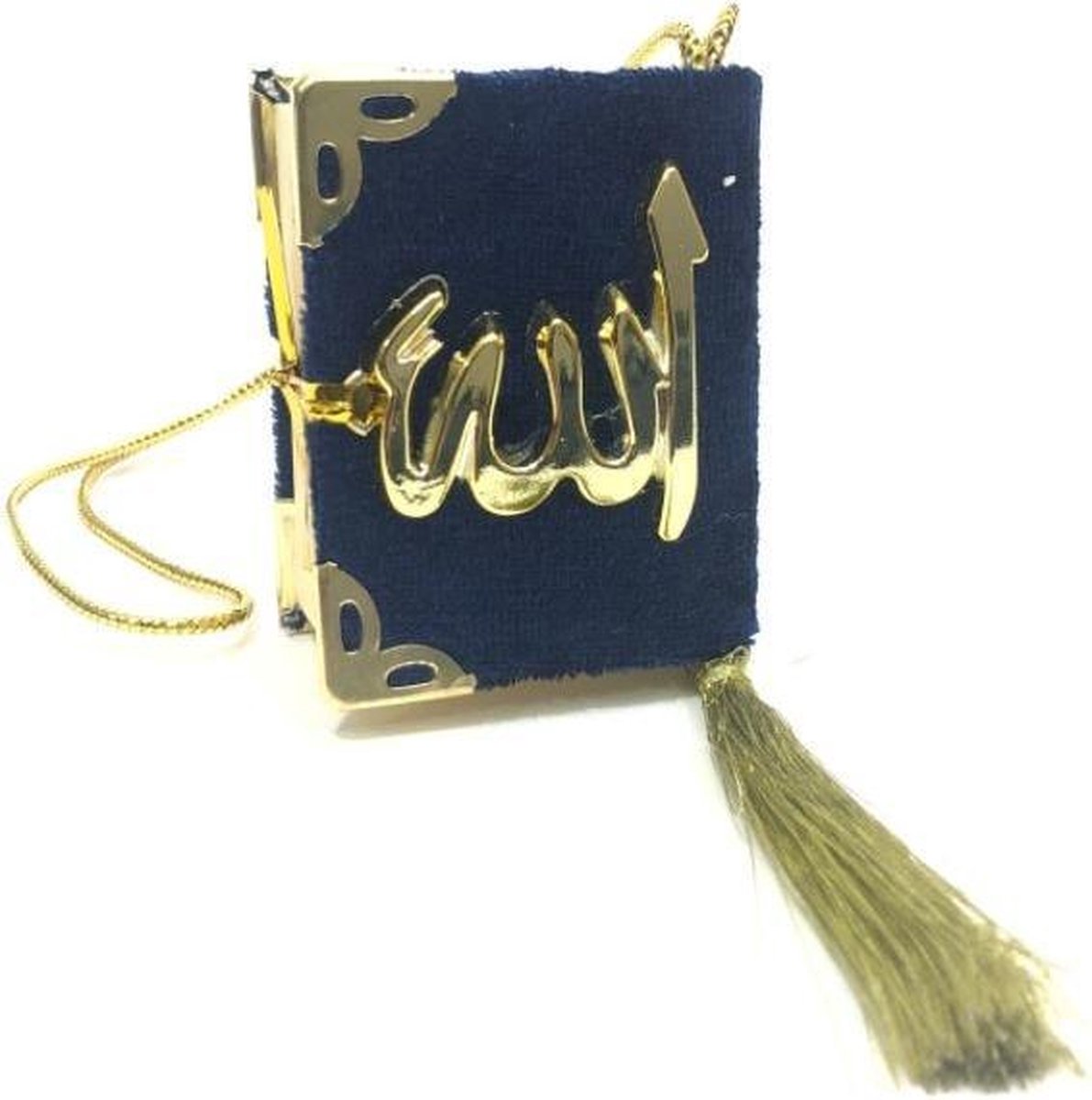 Fluwelen Koran voor auto Donkerblauw Goud