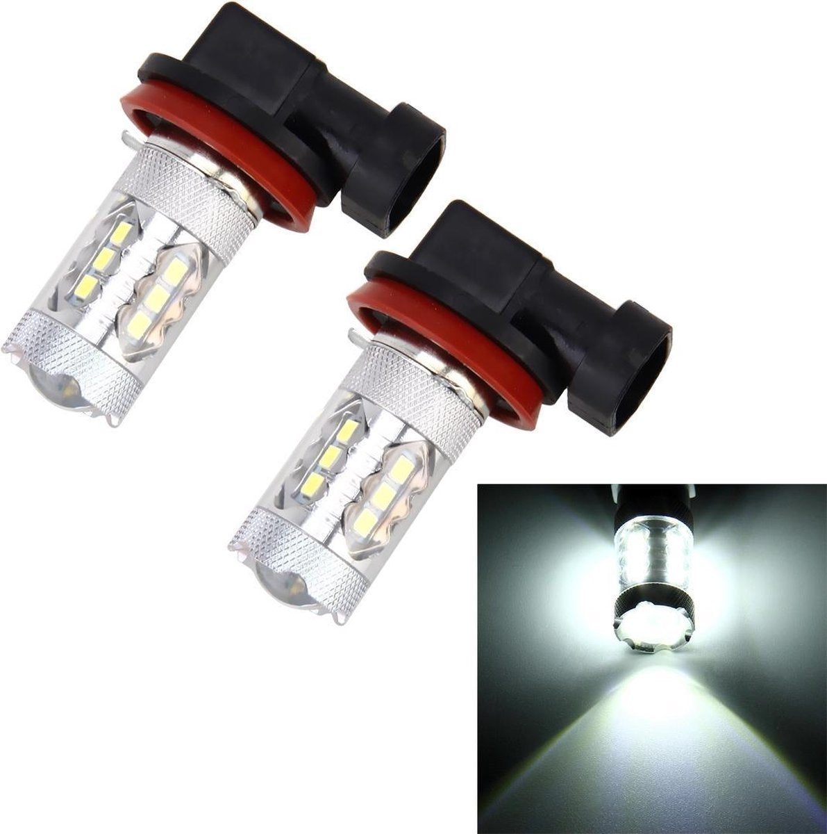 2 STKS H11 / H8 DC 12V 5 W 250LM Auto Mistlampen met 16 SMD-2835 Led-lampen (Wit Licht)