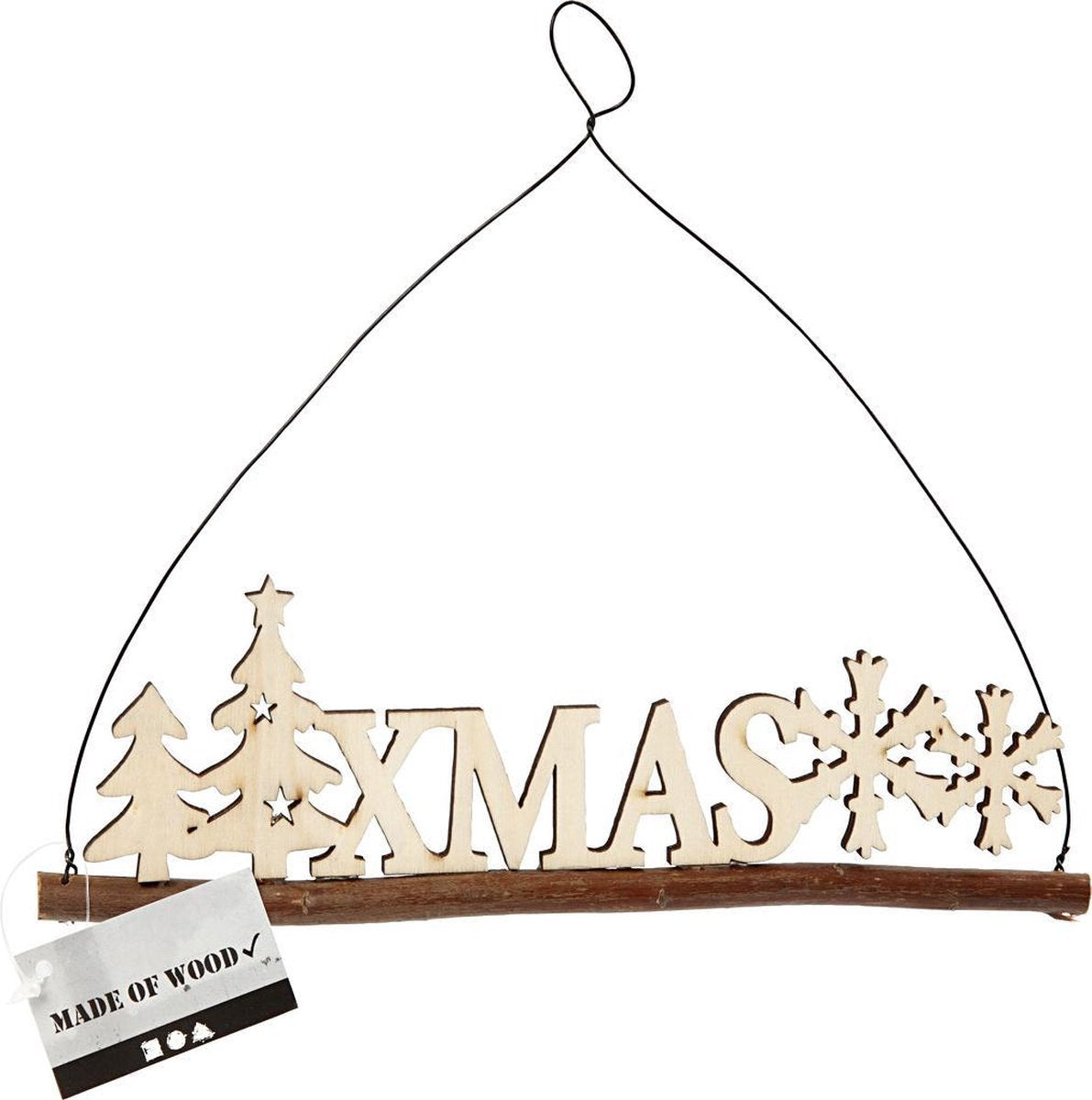 Christmas decoration. XMAS. H: 7 cm. depth 0.5 cm. W: 22 cm. plywood. 1 pc