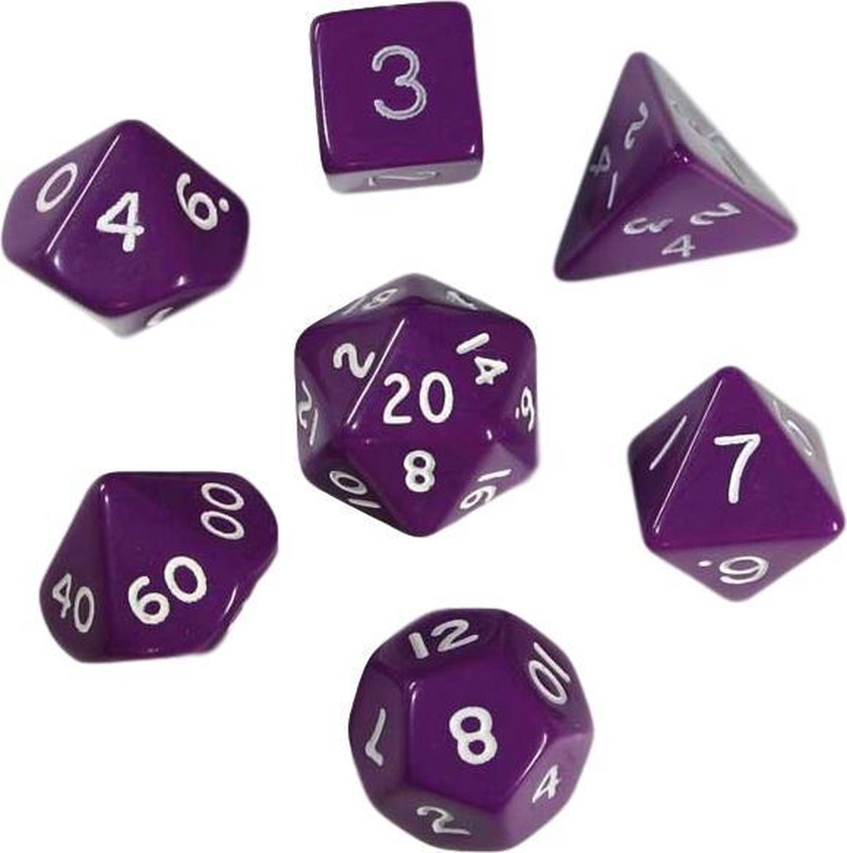 Polydice set 7 stuks - Polyhedral dobbelstenen set  | dungeons and dragons dnd dice| D&D  Pathfinder RPG | Paars