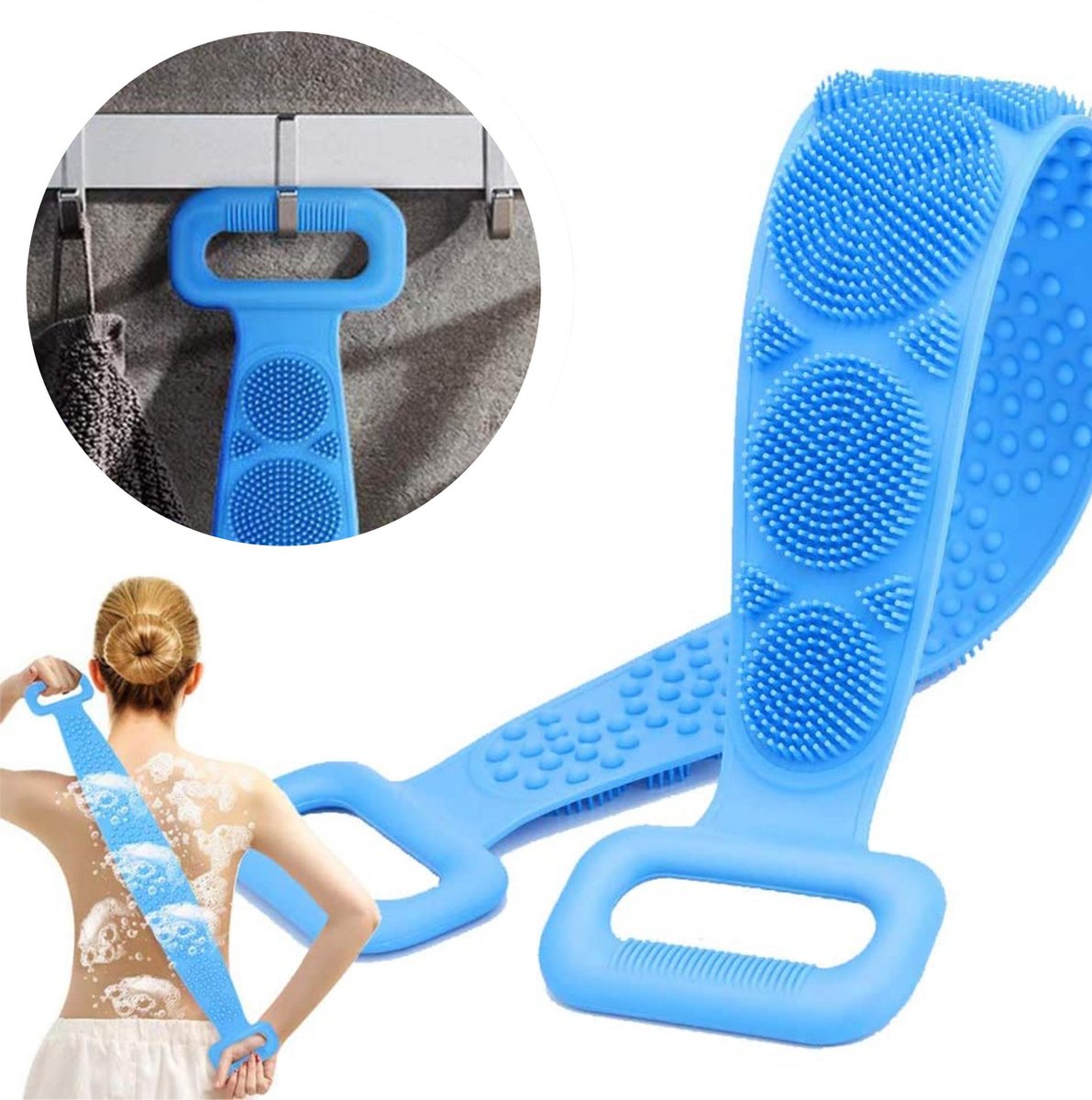 Rugborstel douche - Badborstel - Lichaamsborstel - Rug borstel - Helpt mee eters verwijderen  - Massage borstel - Rug scrubber - Rugwasser - Scrub spons - Doucheborstel - Ontspanning - Spa - Douche accessoires - Voetborstel - Badkamer accessoires