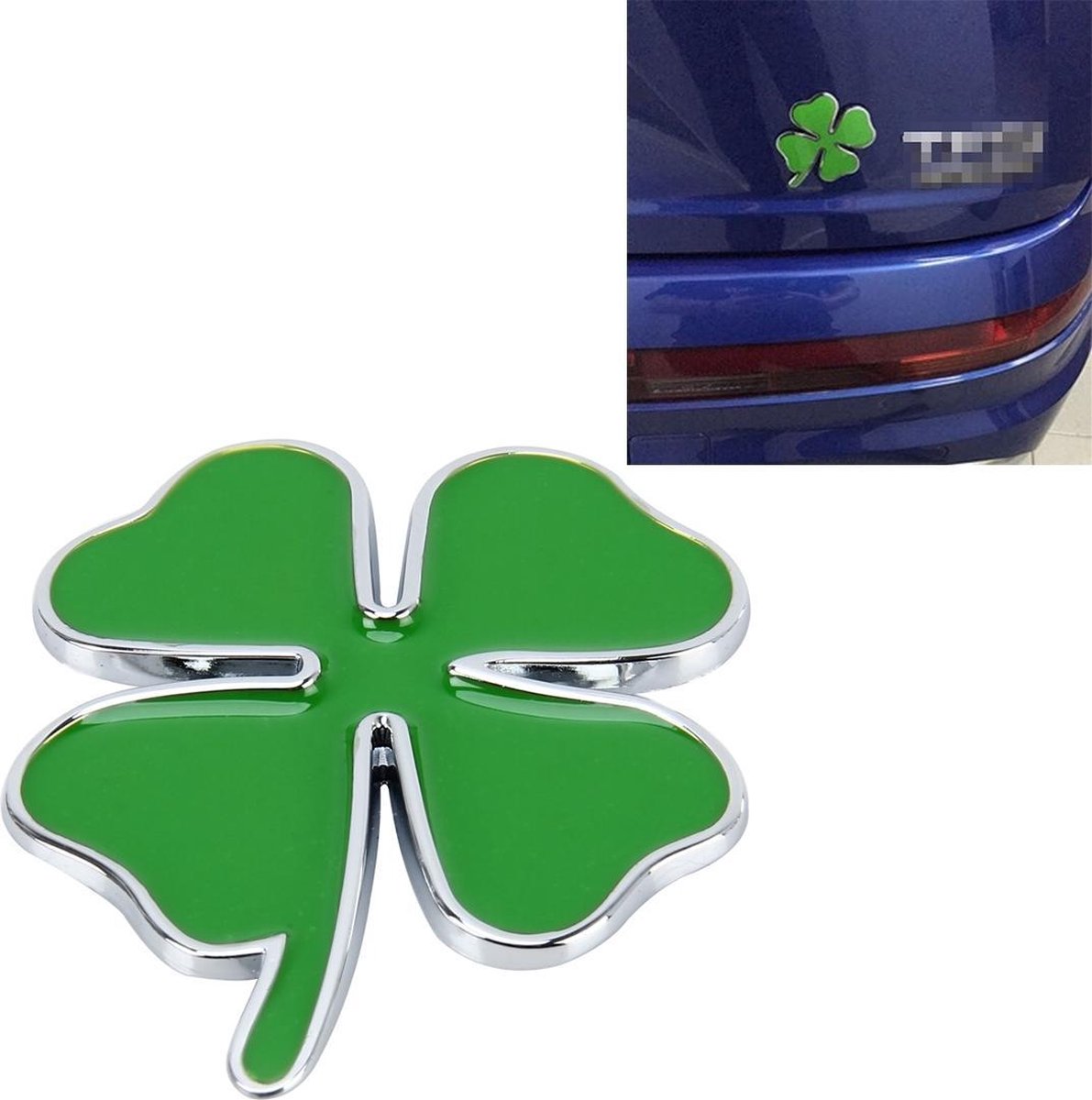 Klavertje vier kruid geluk symbool badge embleem etikettering sticker styling auto dashboard decoratie