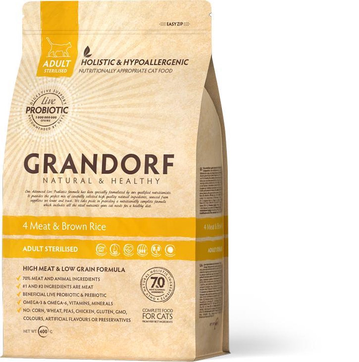 Grandorf kat 4 meat & brown rice adult sterilized 2kg