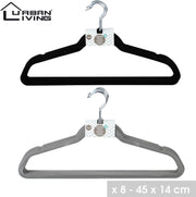 Fornord - Hangers Velvet - Grijs of Zwart - Set van 8