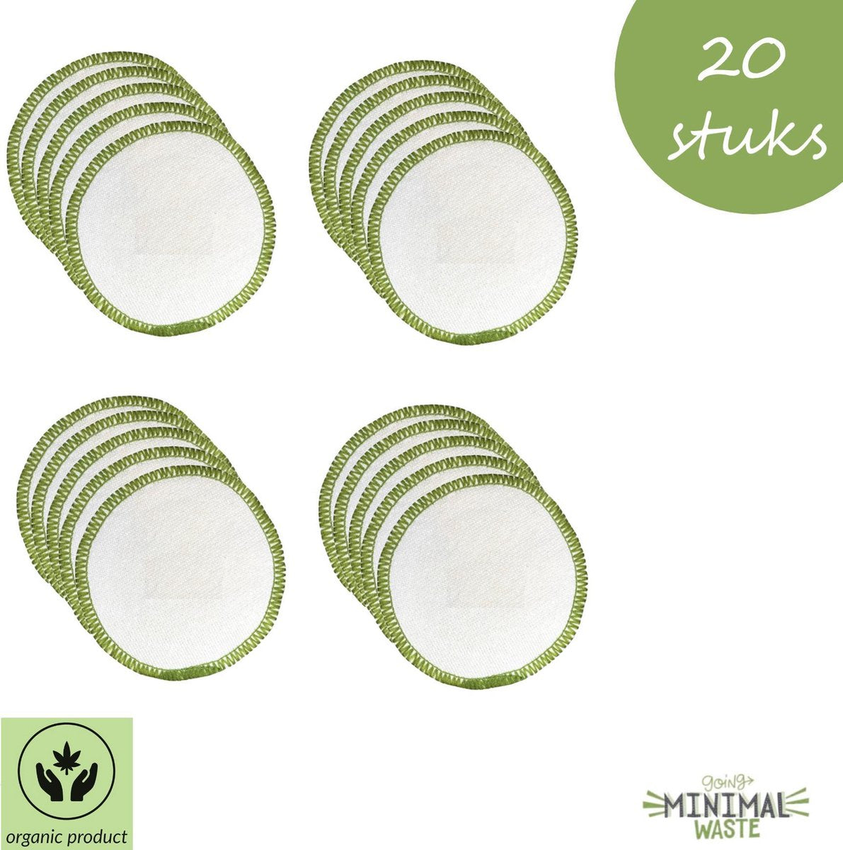 20 Herbruikbare Wattenschijfjes XL | Scrub | Herbuikbare Make-up Pads | Stevig | Duurzame Wattenschijfjes | Hennepvezel