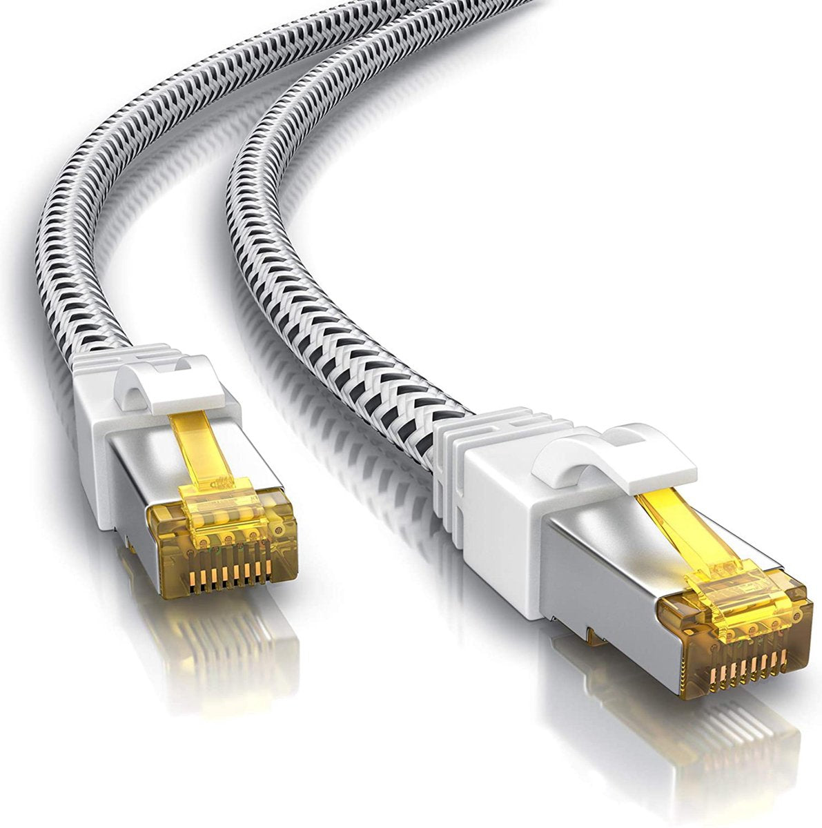 Cat 7 | F/FTP | Netwerkkabel | Patchkabel | Afgeschermd | Nylon braid mantel | 10 Gbps | 20 meter | Wit | Allteq