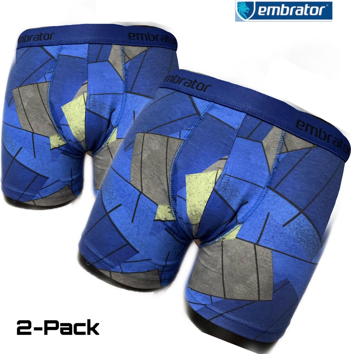 Embrator 2-pack mannen Boxershort overall print kobalt blauw maat XL