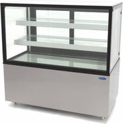 Gebaksvitrine 300 Liter - RVS- Dubbel Glas - Digitale Temp. Controle - Incl. 2 Glazen Plateaus - 4 Wielen - Koelvitrine / Taartenvitrine - Maxima