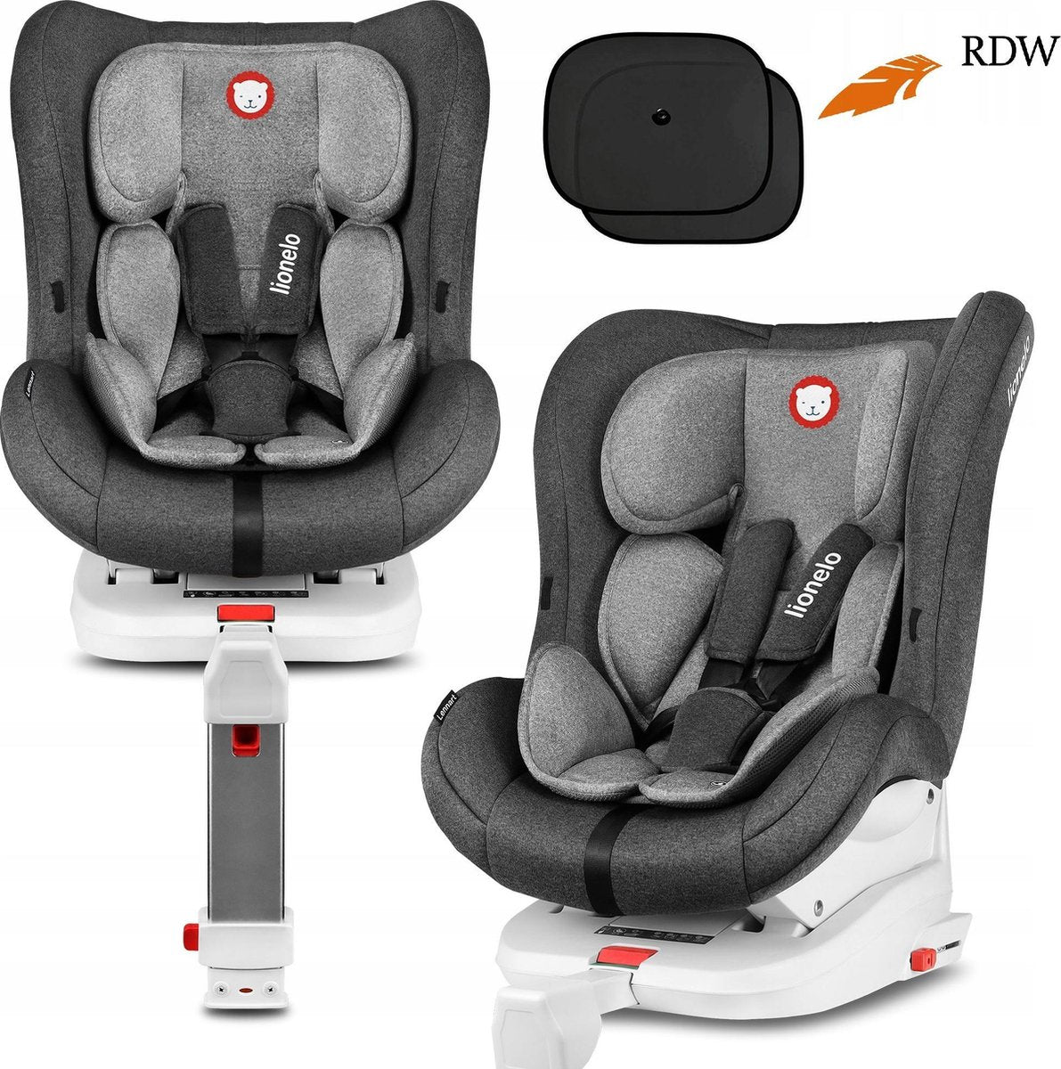 Lionelo Lennart - Autostoel Isofix - 0-18kg met support leg - voor- en achterwaartse richting - Stone grijs