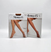 Panty - Maillot 15 DEN - MONA - 6 STUKS - Prachtige dunne lycra panty - zit perfect - maat XXL + tussenstuk - kleur: Sunny