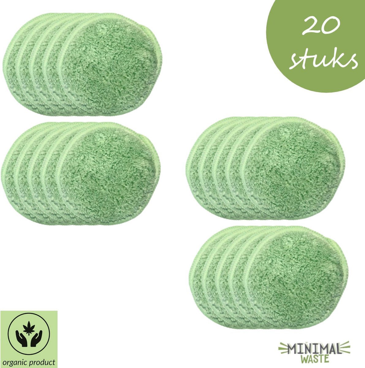 20 Herbruikbare Wattenschijfjes XL | Extra Zacht | Herbuikbare Make-up Pads | Medium Zacht | Duurzame Wattenschijfjes | GOTS Gecertificeerd Biokatoen