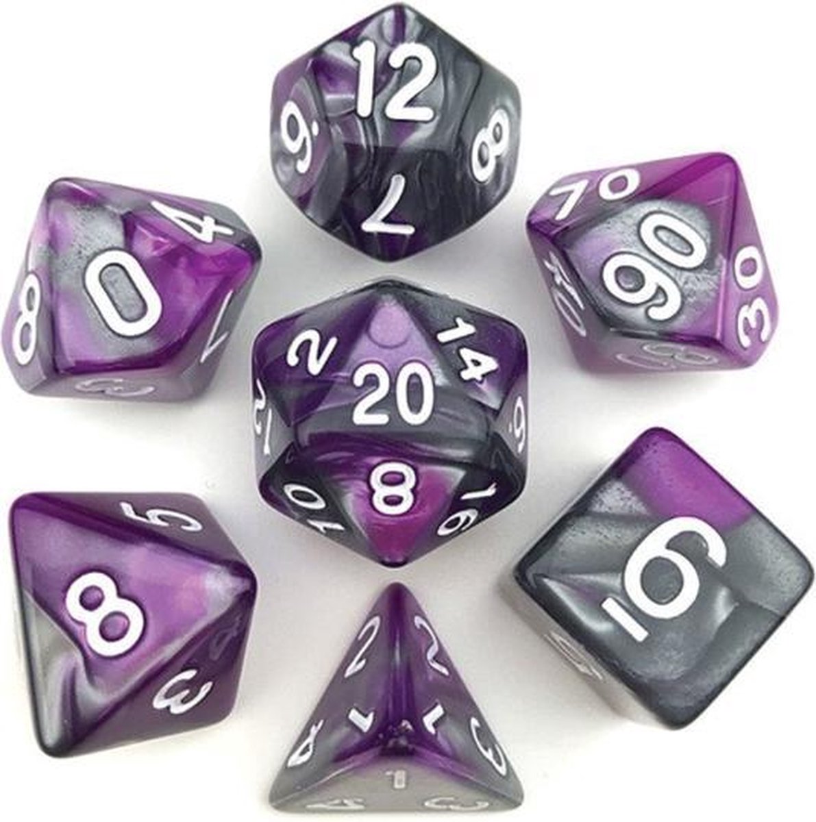 Dobbelsteen setje - PolyDice Black & Purple dark dobbelstenen voor o.a. Dungeons & Dragons