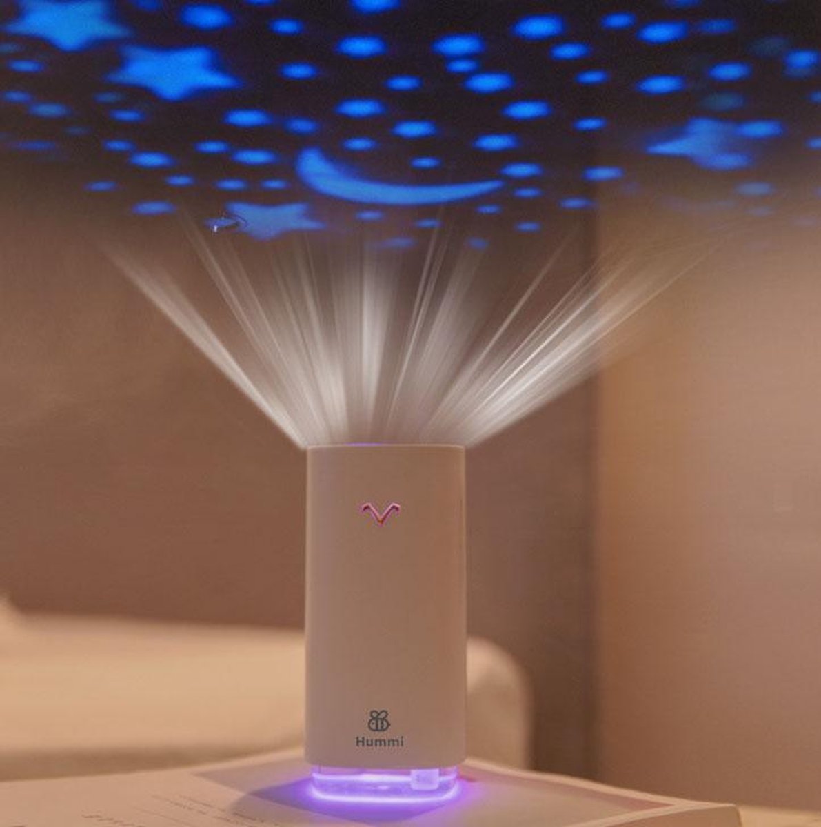 Hummi SlimPH Blauw - Luchtbevochtiger met Projector - Humidifier - Aroma Therapie - Aromadiffuser - Vernevelaar - Verstuiver - Geurverspreider - Luchtverfrisser