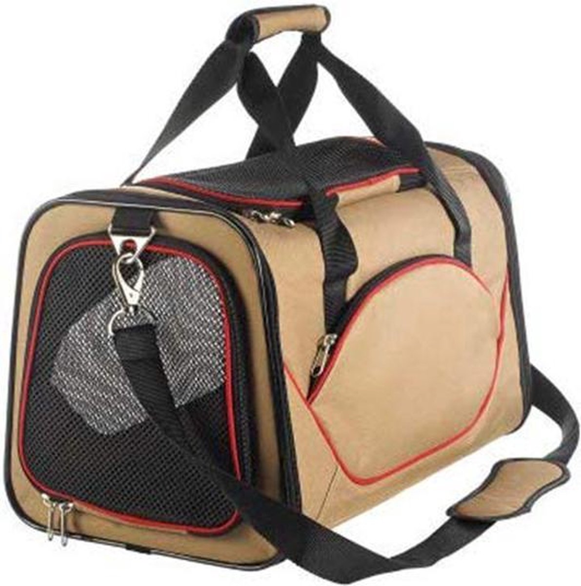 Rexa® Huisdier schoudertas Bruin/Zwart Reis tas schoudertas voor honden en katten | huisdier kat vervoer | huisdiertas hondendraagtas transport meenemen vakantie | hondendrager hond reistas | carrier
