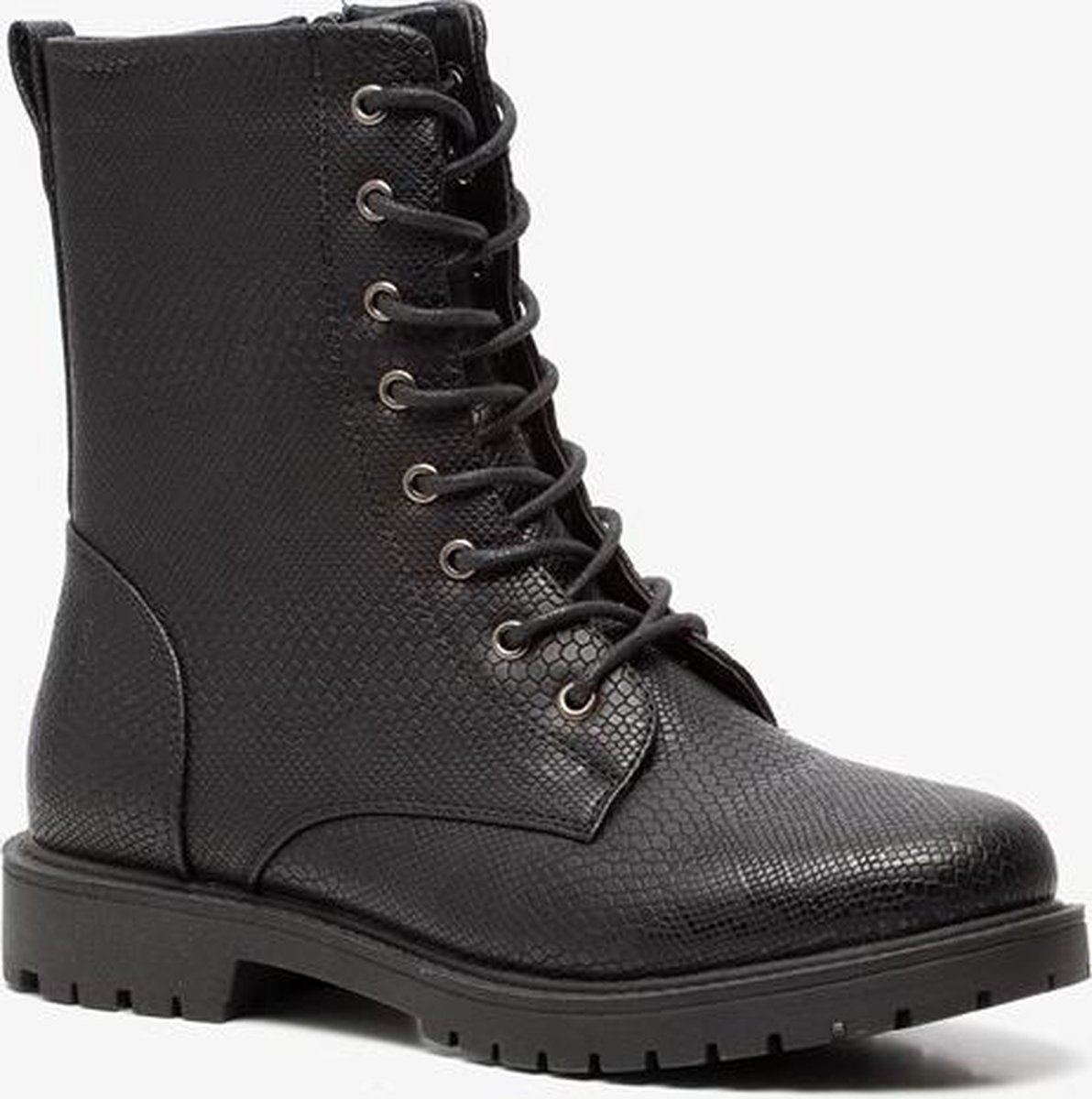 Blue Box dames snake veterboots - Zwart - Maat 39