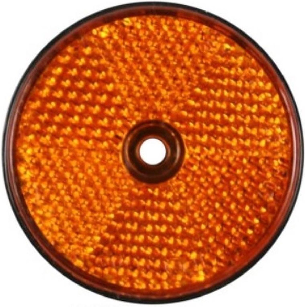 REFLECTOR ROND ORANJE + GAT 60 MM + plakstrip en schroefgat