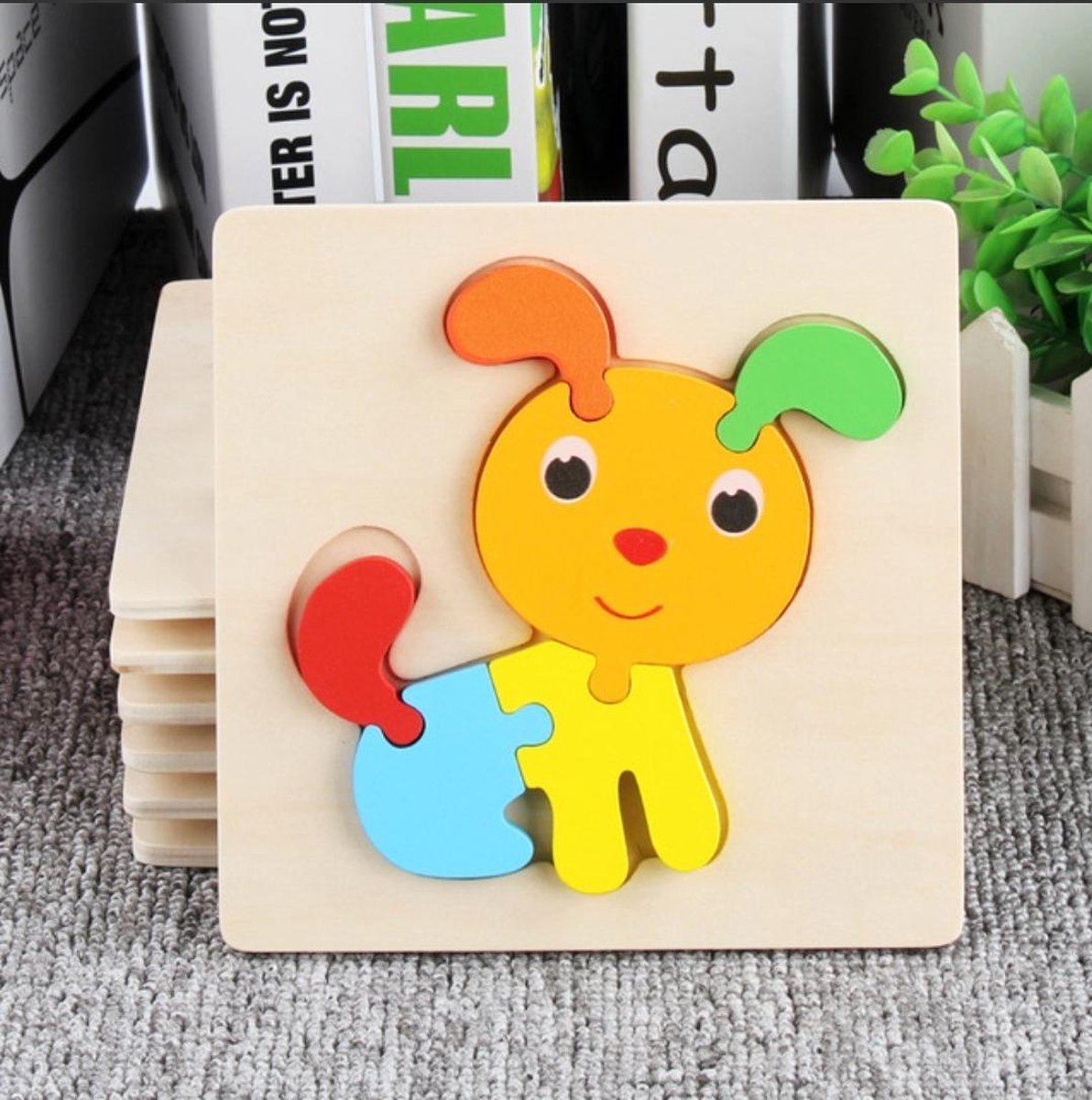Baby speelgoed | Houten puzzel | Hond Puzzel | Peuter puzzel | 7 delig