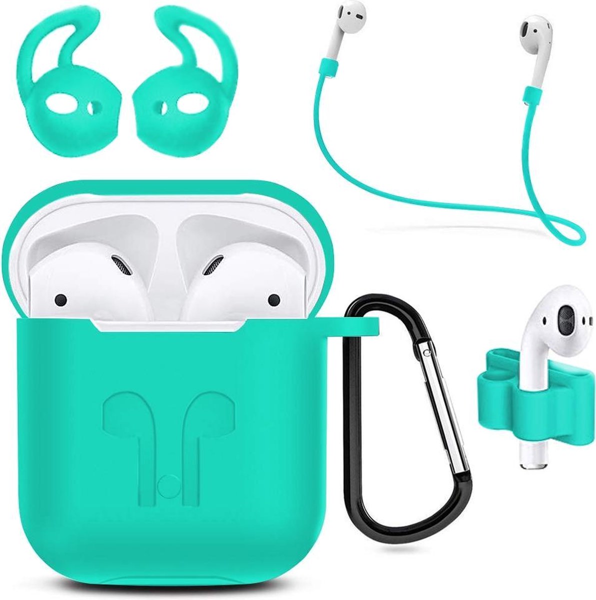 MMOBIEL Siliconen Case voor Airpod 1 / 2 - GROEN - 6 in 1 Set