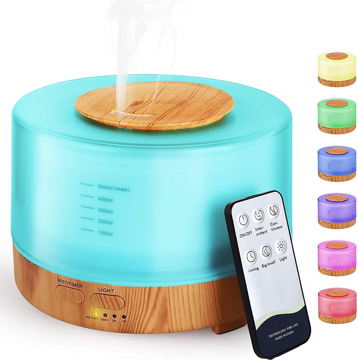 Aroma Diffuser 500 ML | Bluetooth Speaker voor Meditatie | Inclusief Cadeauset Essential Oils