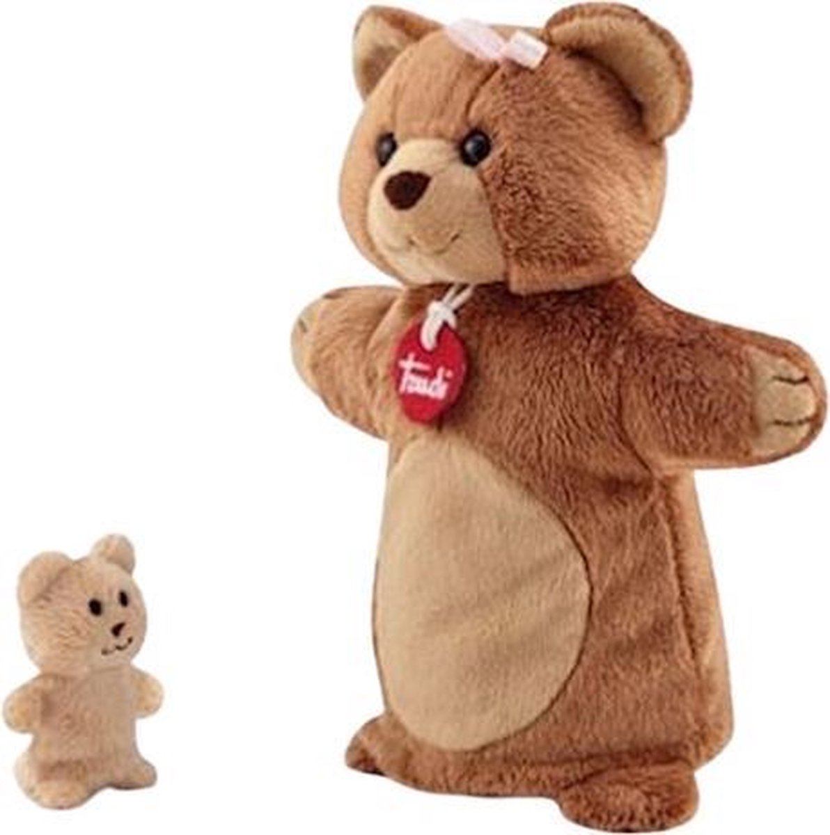Trudi Handpop Beer Met Baby 24 Cm Pluche Bruin 2-delig