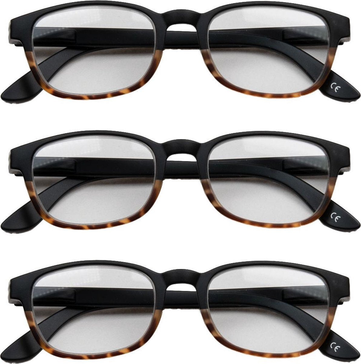 Leesbril zwart demi +2.50 - 3 stuks