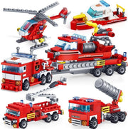 4 in 1 Speelgoed Set - Brandweer - Bouwstenen