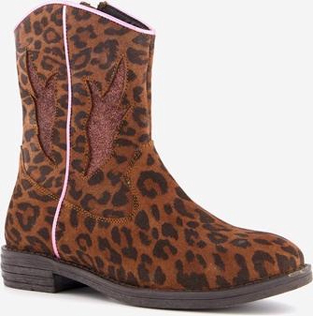 Groot suede meisjes cowboy western laarsjes luipaardprint - Bruin - Maat 29