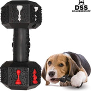 Honden speelgoed -Dumbbell -Geschikt voor kleine en middelgrote honden- Tanden schoonmaken- Kauwen- Haltervorm- Zwart- Natuurrubber met Baconsmaak