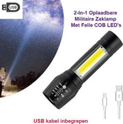 2-Stuks USB Oplaadbare Militaire Mini Zaklamp Met Felle COB LED’s